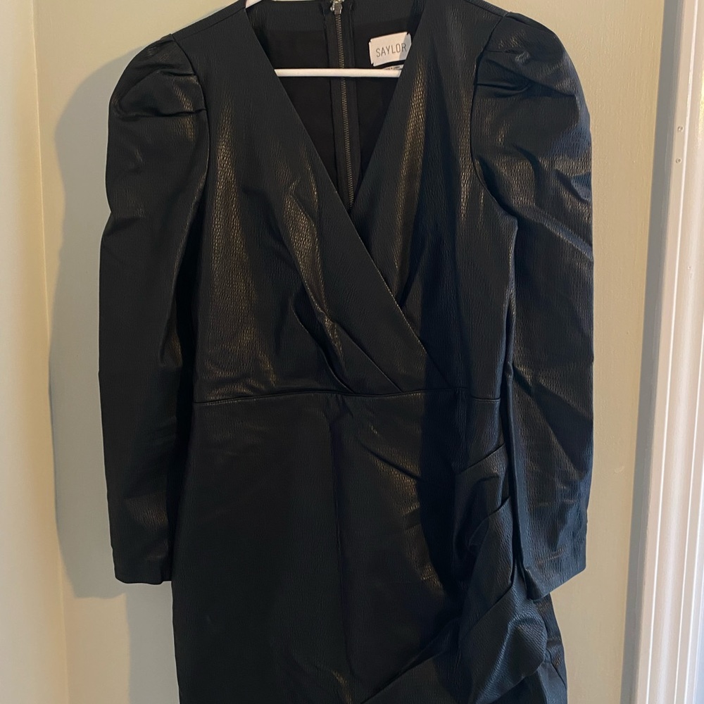 Saylor Black Leather Dress